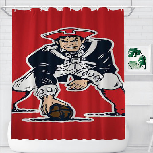 Personalized New England Patriots Logo Shower Curtain Farmhouse Bathroom Decor
