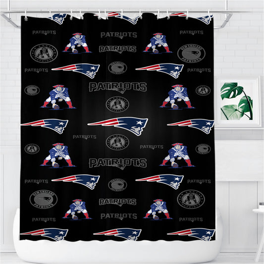 Personalized New England Patriots Logo Pattern Shower Curtain Farmhouse Bathroom Decor