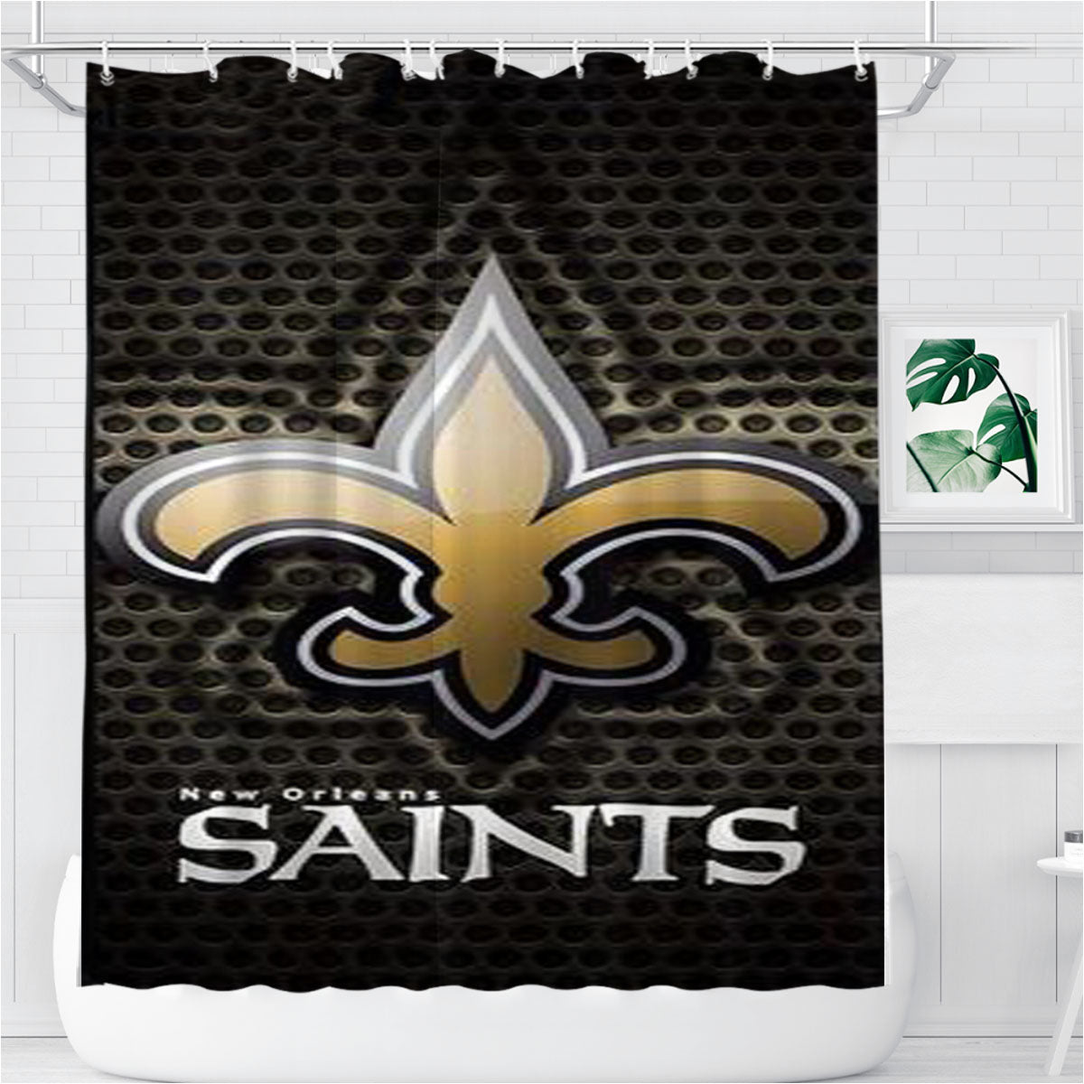 New Orleans Saints Nfl Bathroom Shower Curtain Fabric Waterproof | 66 X 72 Inch