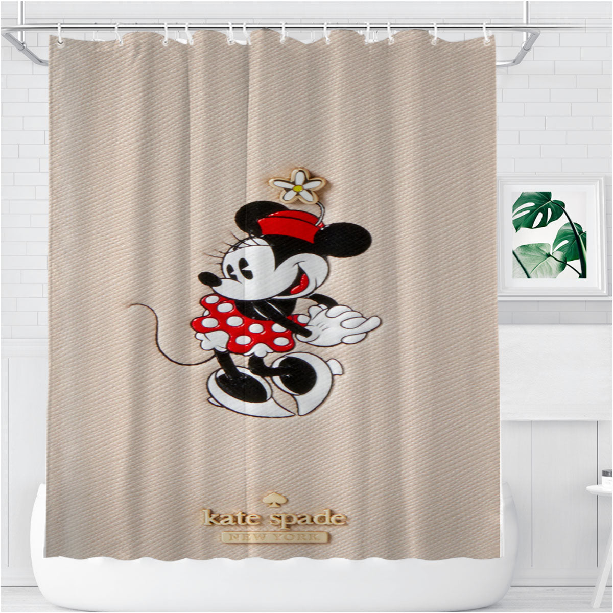 New York Kate Spade X Minnie Mouse Bathroom Shower Curtain Fabric Waterproof | 66 X 72 Inch