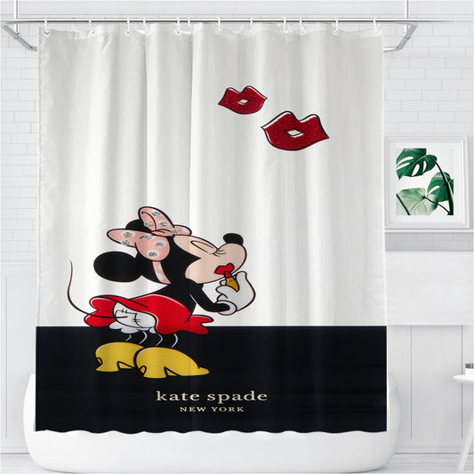 Personalized New York Kate Spade X Minnie Mouse Kiss Shower Curtain Farmhouse Bathroom Decor
