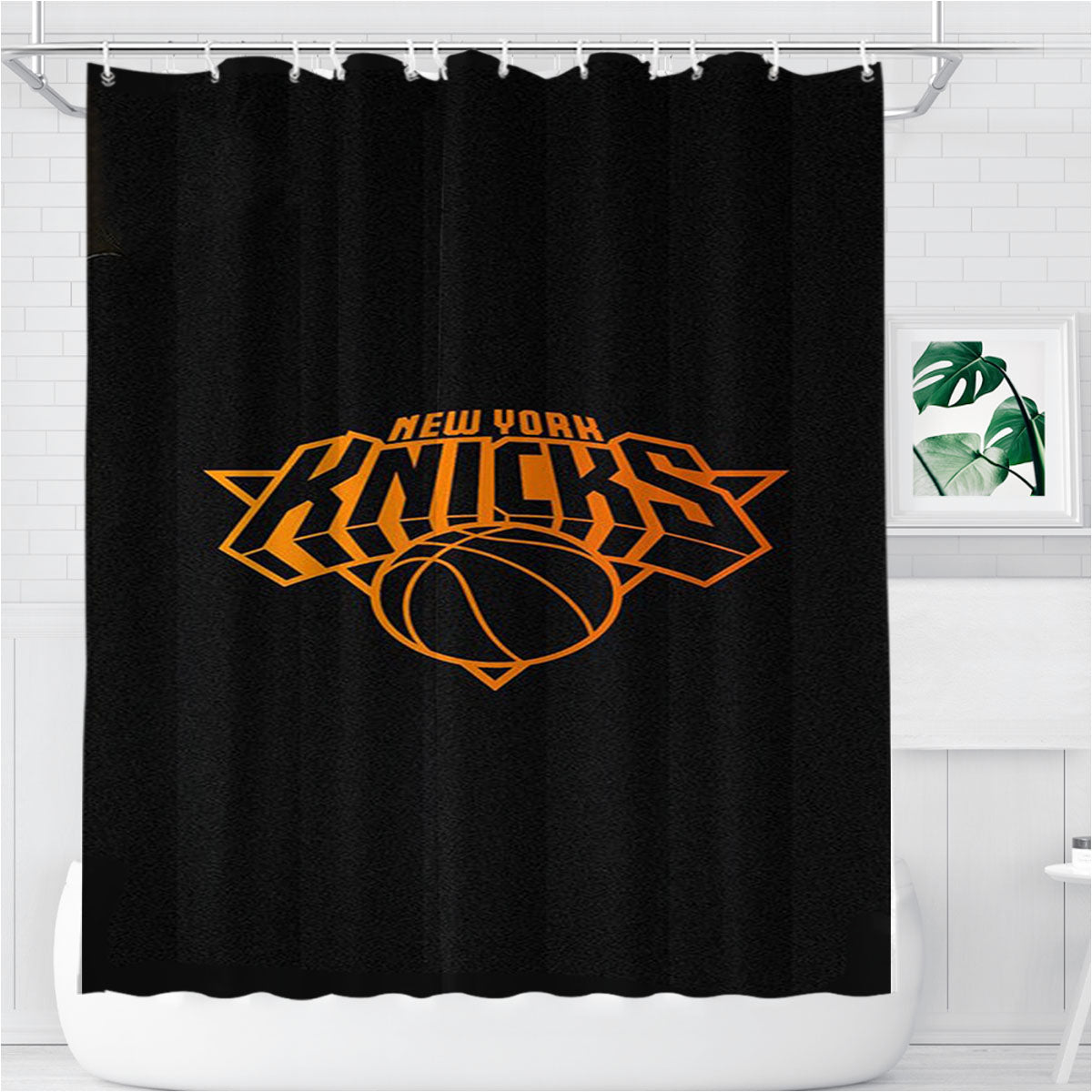 New York Knicks Logo Basketball Bathroom Shower Curtain Fabric Waterproof | 66 X 72 Inch