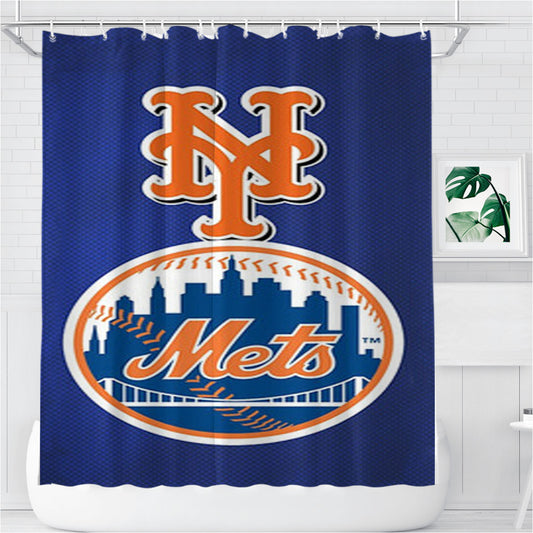 New York Mets Bathroom Shower Curtain Fabric Waterproof | 66 X 72 Inch
