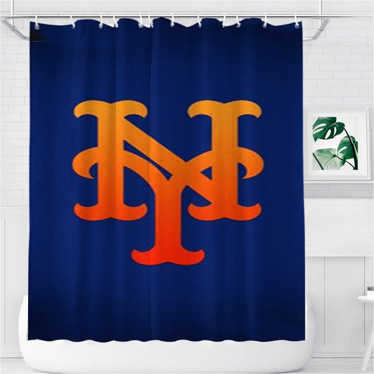 New York Mets Art Bathroom Shower Curtain Fabric Waterproof | 66 X 72 Inch