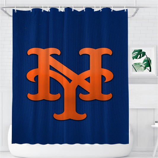 New York Mets Mlb 43 Bathroom Shower Curtain Fabric Waterproof | 66 X 72 Inch