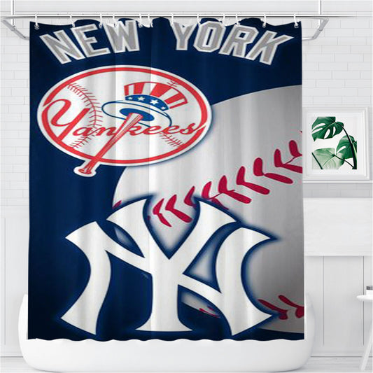 New York Yankees Logo Bathroom Shower Curtain Fabric Waterproof