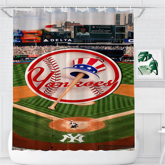 Personalized New York Yankees Stadium Shower Curtain Farmhouse Bathroom Decor