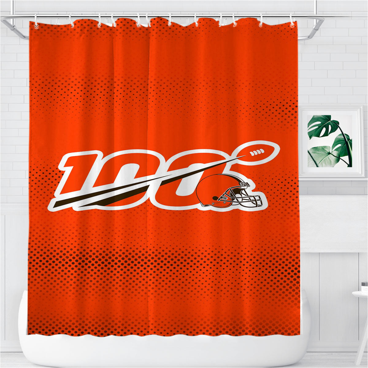 Nfl 100Th Cleveland Browns Wallpapers Bathroom Shower Curtain Fabric Waterproof | 66 X 72 Inch