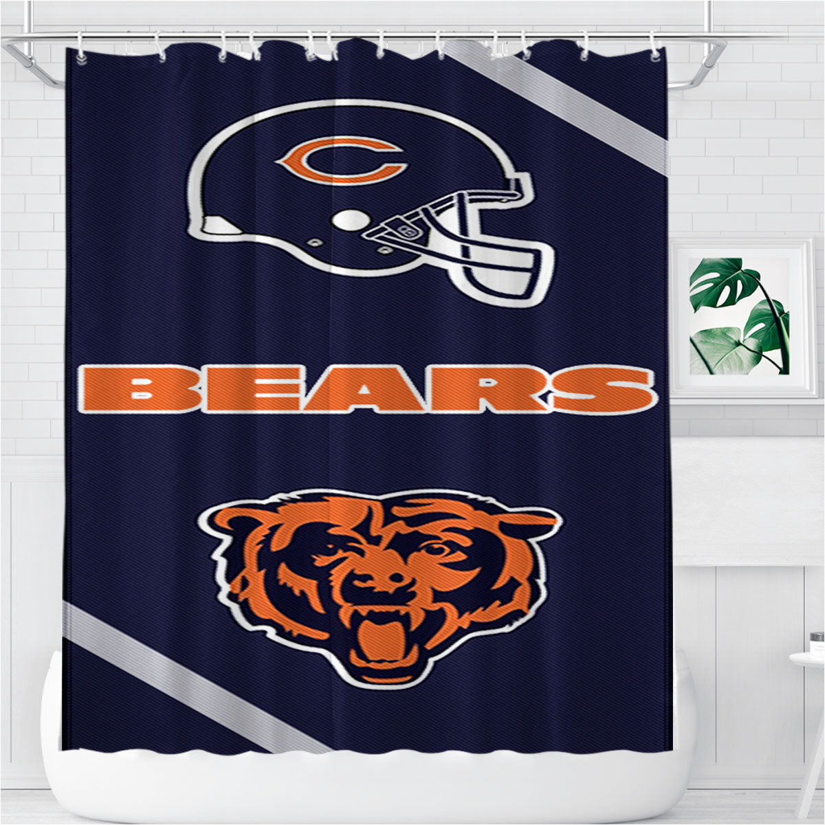Nfl Chicago Bears Bathroom Shower Curtain Fabric Waterproof | 66 X 72 Inch