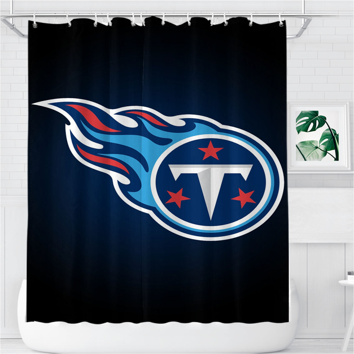 Nfl Tennessee Titans Bathroom Shower Curtain Fabric Waterproof | 66 X 72 Inch