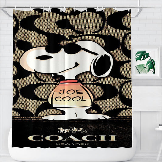 Nice Coach Snoopy Bathroom Shower Curtain Fabric Waterproof
