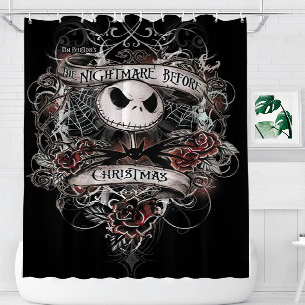 Nightmare Before Christmas Bathroom Shower Curtain Fabric Waterproof | 66 X 72 Inch