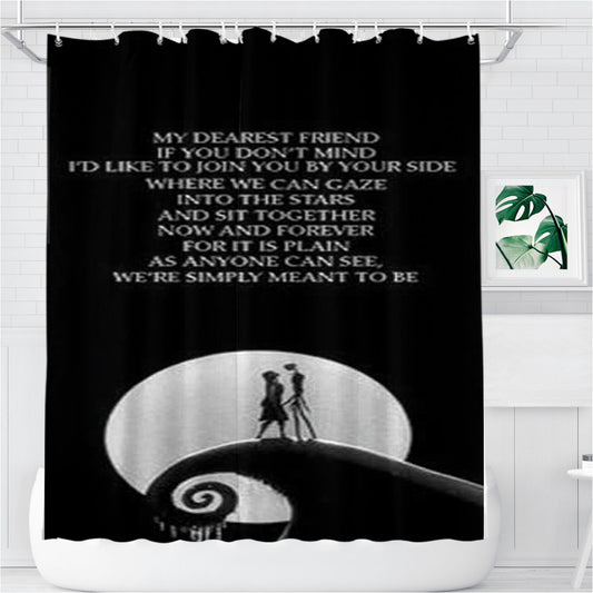 Personalized Nightmare Before Christmas Moon Quote Shower Curtain Farmhouse Bathroom Decor