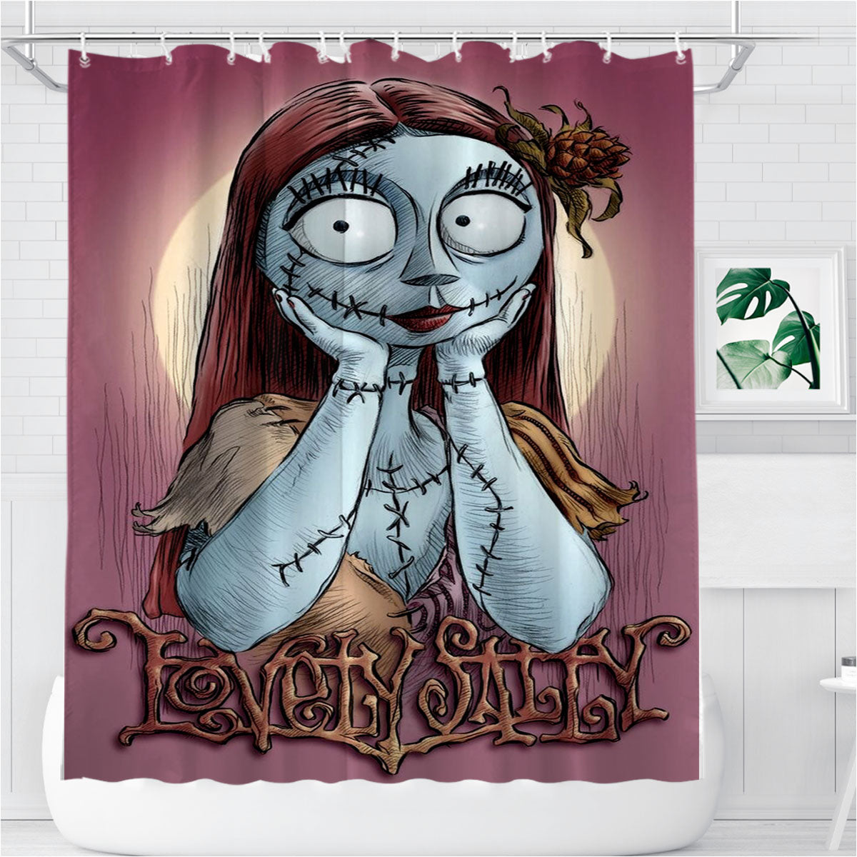 Nightmare Sally Before Christmas Bathroom Shower Curtain Fabric Waterproof | 66 X 72 Inch
