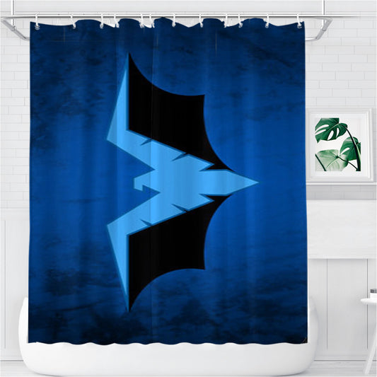 Personalized Nightwing Batman Logo Shower Curtain Farmhouse Bathroom Decor
