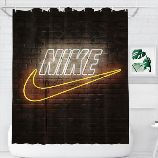 Personalized Nike 3D Art Nike 3D Art Neon Shower Curtain Farmhouse Bathroom Decor