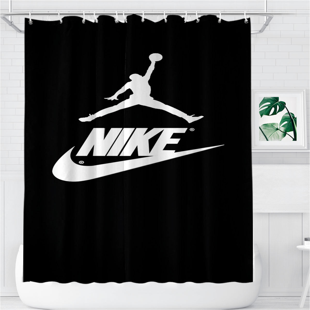 Nike Air Jordan Bathroom Shower Curtain Fabric Waterproof | 66 X 72 Inch
