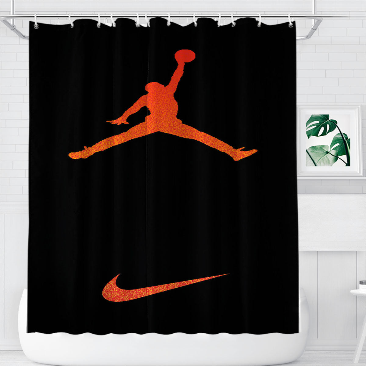 Nike Air Jordan Jump Man Air Bathroom Shower Curtain Fabric Waterproof | 66 X 72 Inch