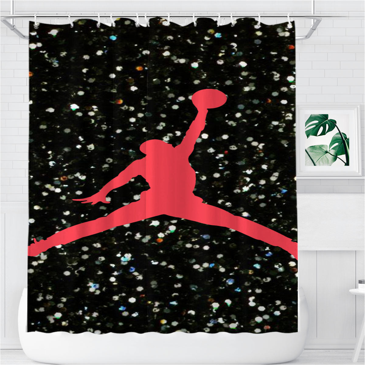 Nike Air Jordan Logo Bathroom Shower Curtain Fabric Waterproof | 66 X 72 Inch