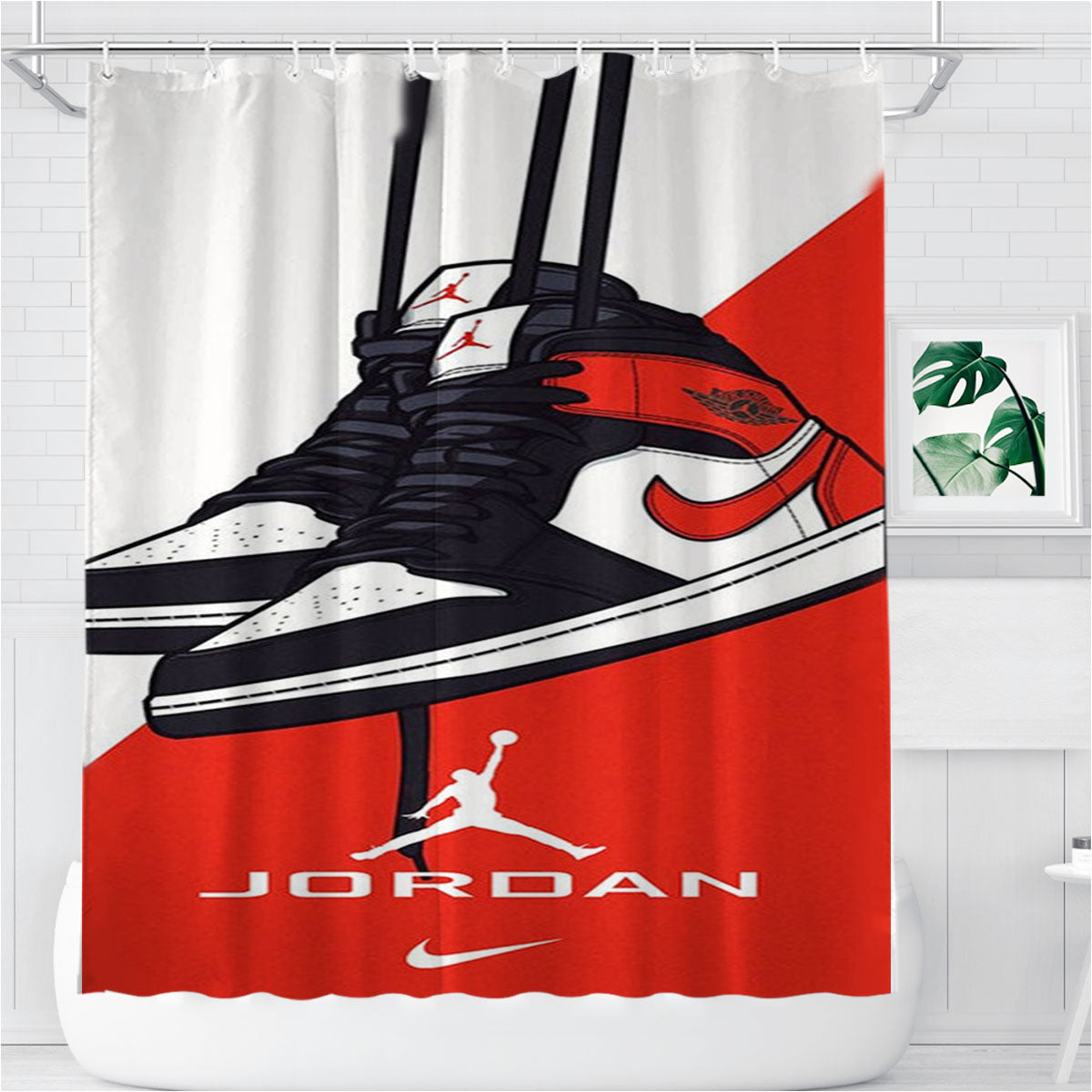 Nike Air Jordan Sneakers Bathroom Shower Curtain Fabric Waterproof | 66 X 72 Inch