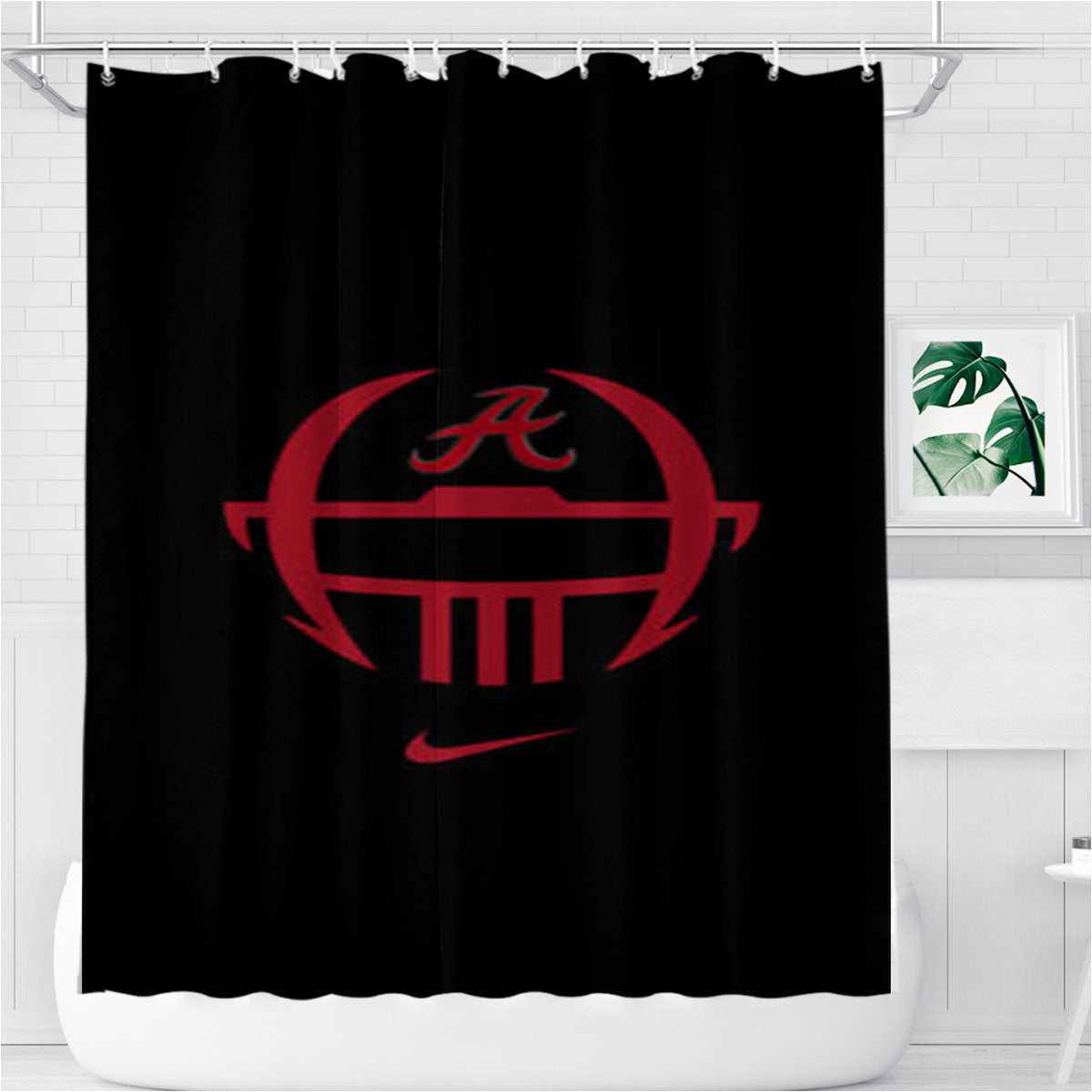 Nike Alabama Crimson Tide Logo Bathroom Shower Curtain Fabric Waterproof | 66 X 72 Inch