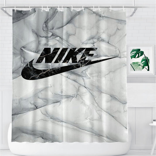 Nike Art White Glossy Bathroom Shower Curtain Fabric Waterproof | 66 X 72 Inch