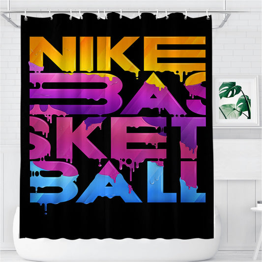 Nike Basket Ball Art Design Bathroom Shower Curtain Fabric Waterproof | 66 X 72 Inch