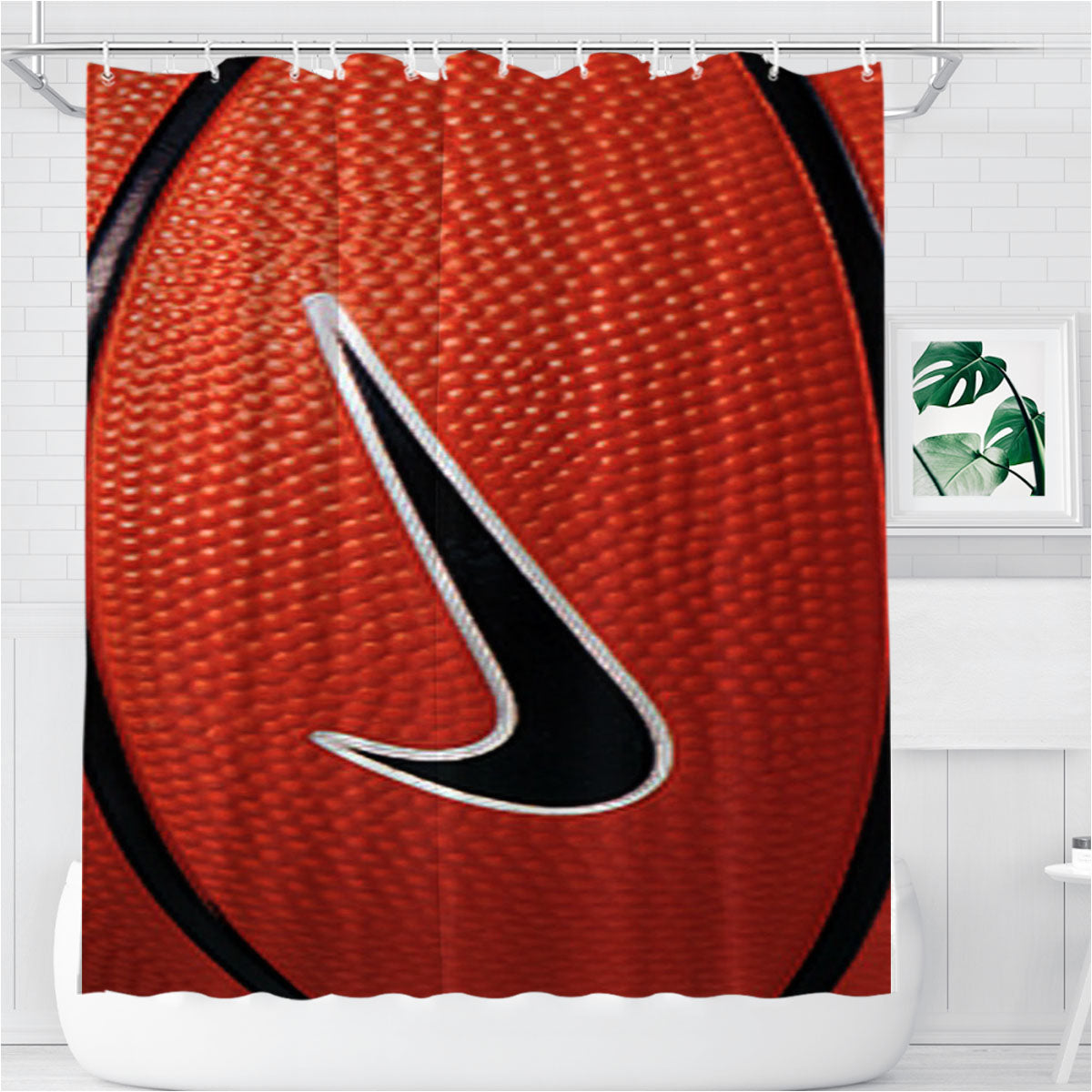 Nike Basketball Logo Bathroom Shower Curtain Fabric Waterproof | 66 X 72 Inch