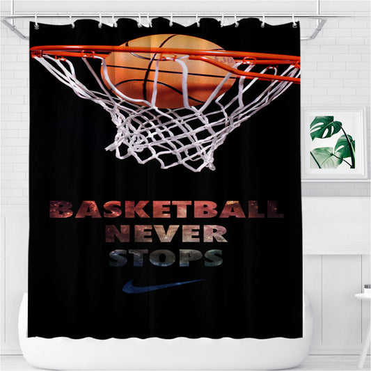 Personalized Nike Basketball Never Stop Shower Curtain Farmhouse Bathroom Decor