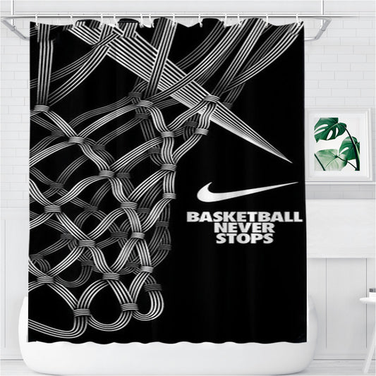Personalized Nike Basketball Never Stops Art Shower Curtain Farmhouse Bathroom Decor
