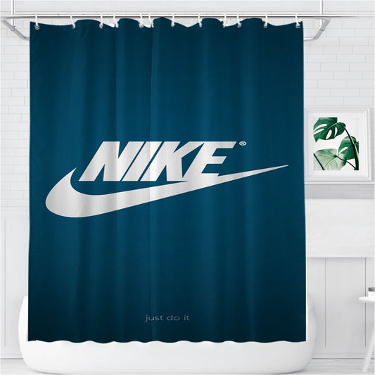 Nike Blue Bathroom Shower Curtain Fabric Waterproof | 66 X 72 Inch