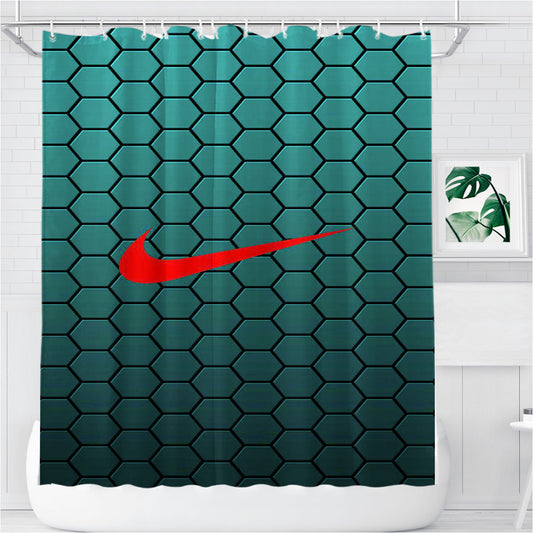 Nike Carbon Blue Bathroom Shower Curtain Fabric Waterproof | 66 X 72 Inch