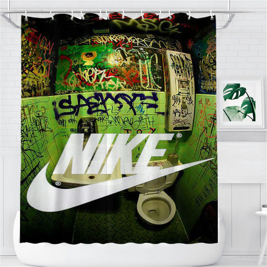 Nike Closed Art Mural Bathroom Shower Curtain Fabric Waterproof | 66 X 72 Inch