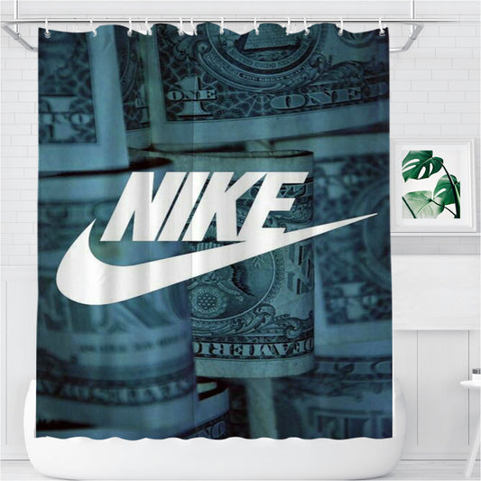 Nike Dollars White Bathroom Shower Curtain Fabric Waterproof | 66 X 72 Inch