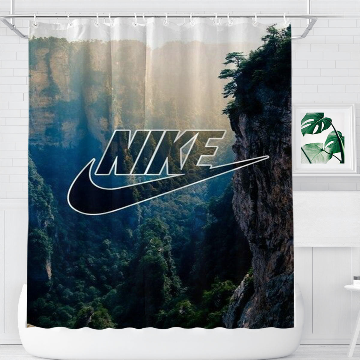 Nike Forest Bathroom Shower Curtain Fabric Waterproof | 66 X 72 Inch
