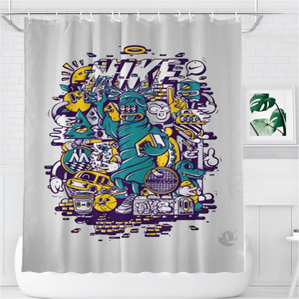 Nike Galaxy Bathroom Shower Curtain Fabric Waterproof | 66 X 72 Inch