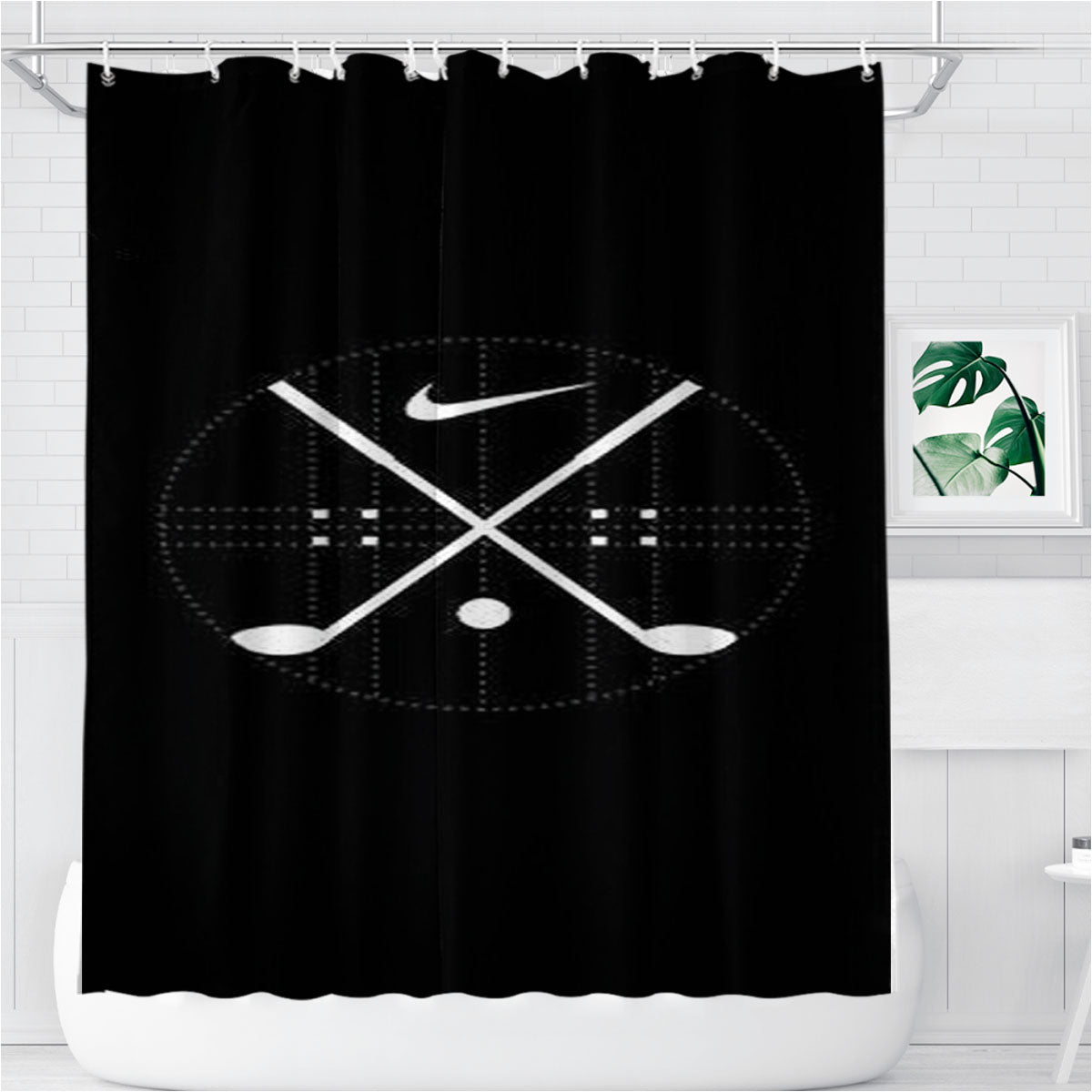 Nike Golf Symbol Bathroom Shower Curtain Fabric Waterproof | 66 X 72 Inch
