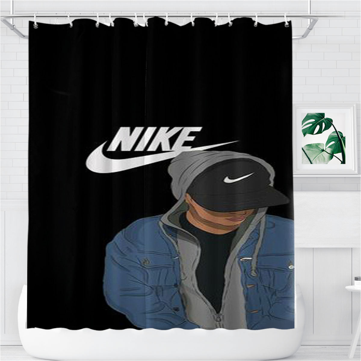 Nike Hype Hoodie Bathroom Shower Curtain Fabric Waterproof | 66 X 72 Inch