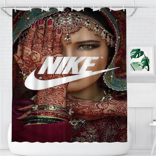 Nike India Bathroom Shower Curtain Fabric Waterproof | 66 X 72 Inch