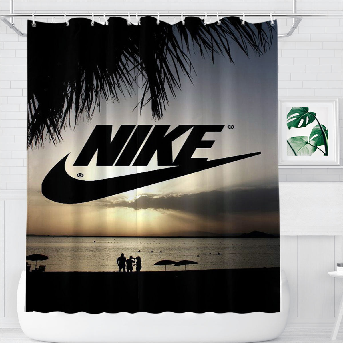 Nike Island Art Sunset Bathroom Shower Curtain Fabric Waterproof | 66 X 72 Inch