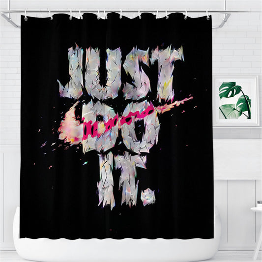 Personalized Nike Just Do It Graffiti White Logo Shower Curtain Farmhouse Bathroom Decor