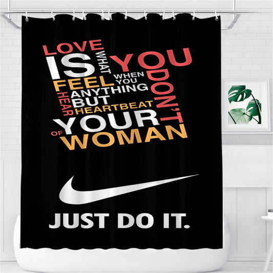 Personalized Nike Just Do It Love Quote Shower Curtain Farmhouse Bathroom Decor