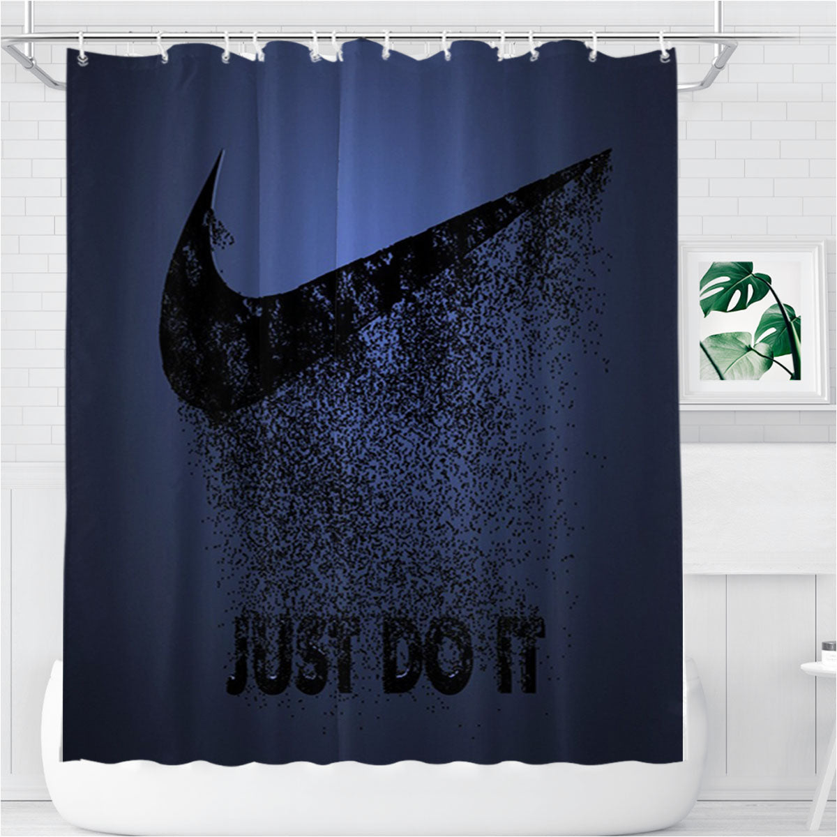 Nike Just Do It Purple Logo Bathroom Shower Curtain Fabric Waterproof | 66 X 72 Inch
