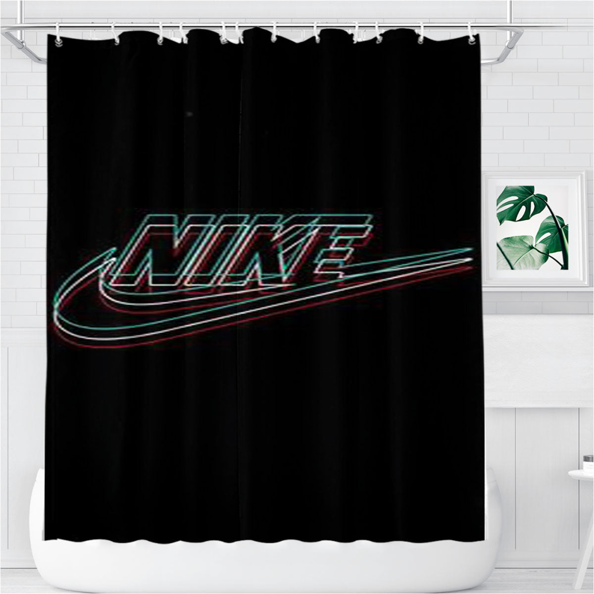 Nike Line Neon Bathroom Shower Curtain Fabric Waterproof | 66 X 72 Inch