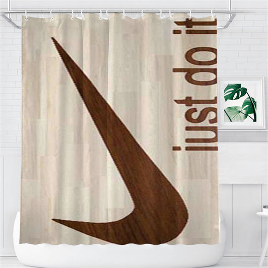 Personalized Nike Logo Wooden 2 Shower Curtain Farmhouse Bathroom Decor