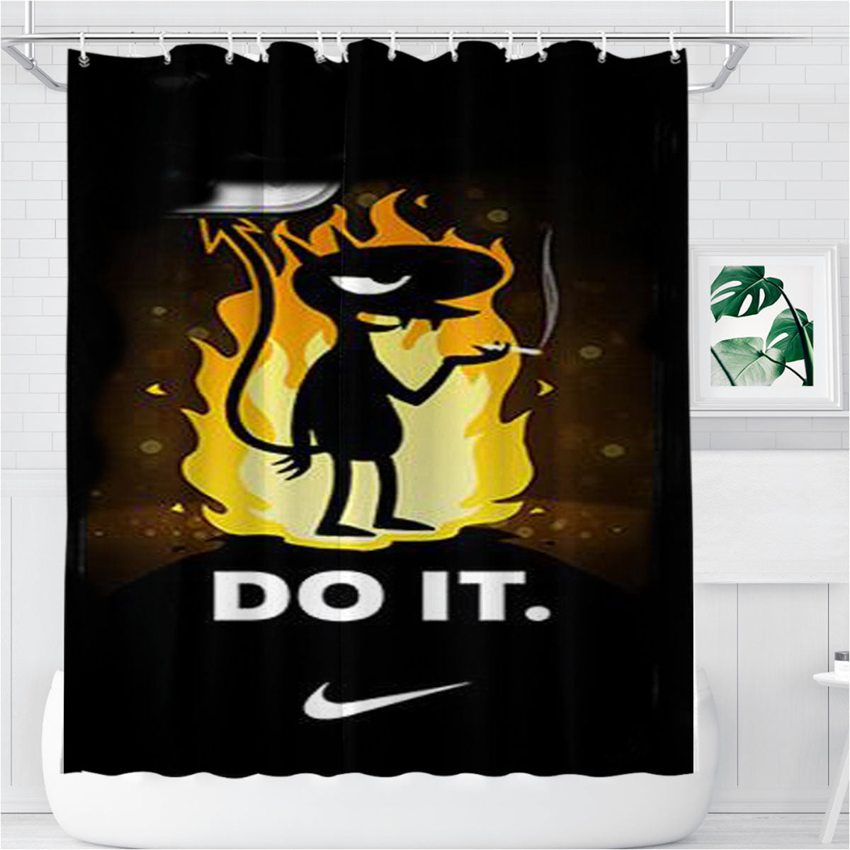 Nike Luci Just Do It Bathroom Shower Curtain Fabric Waterproof | 66 X 72 Inch