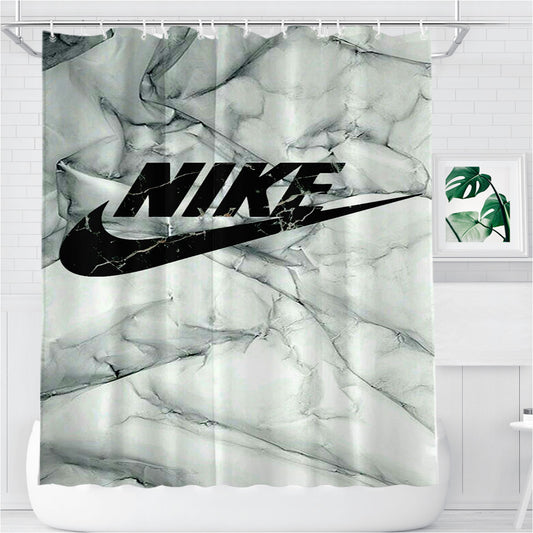 Personalized Nike Marble Shower Curtain Farmhouse Bathroom Decor