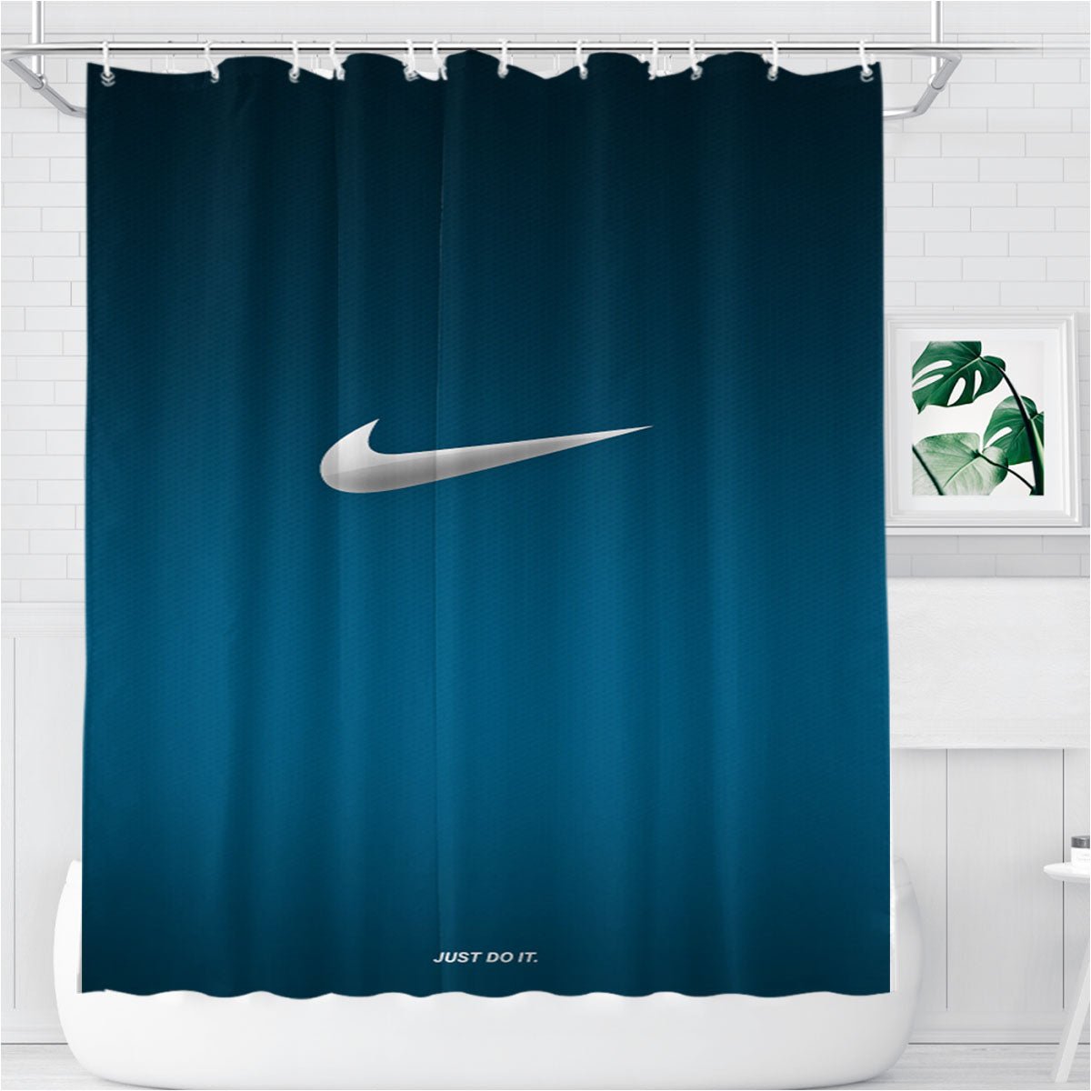 Nike Metal Logo Bathroom Shower Curtain Fabric Waterproof | 66 X 72 Inch