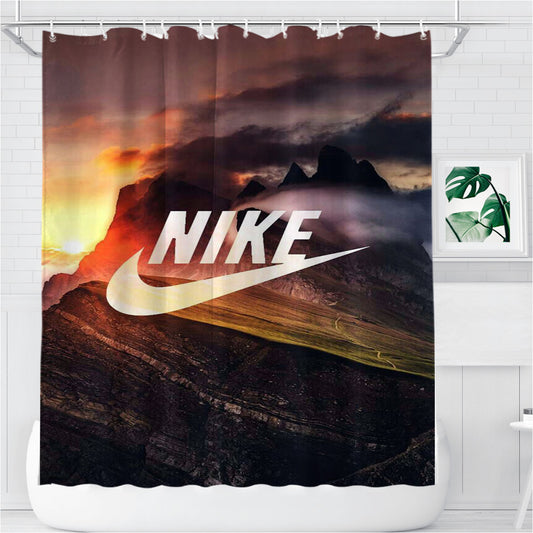 Personalized Nike Mural Mountain Shower Curtain Farmhouse Bathroom Decor