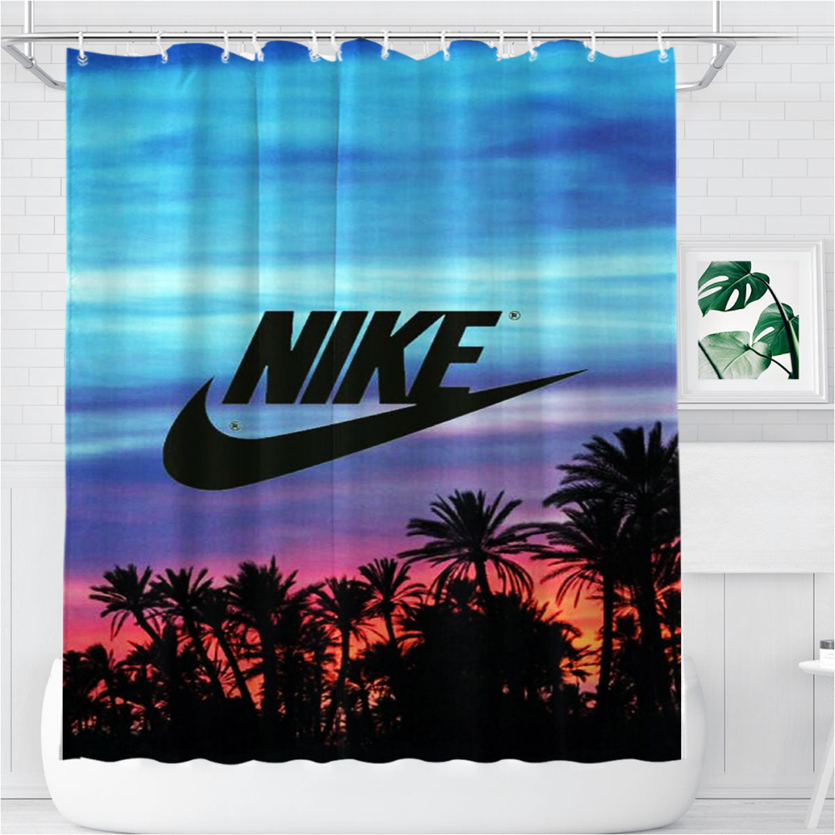 Nike Palm After Bathroom Shower Curtain Fabric Waterproof | 66 X 72 Inch